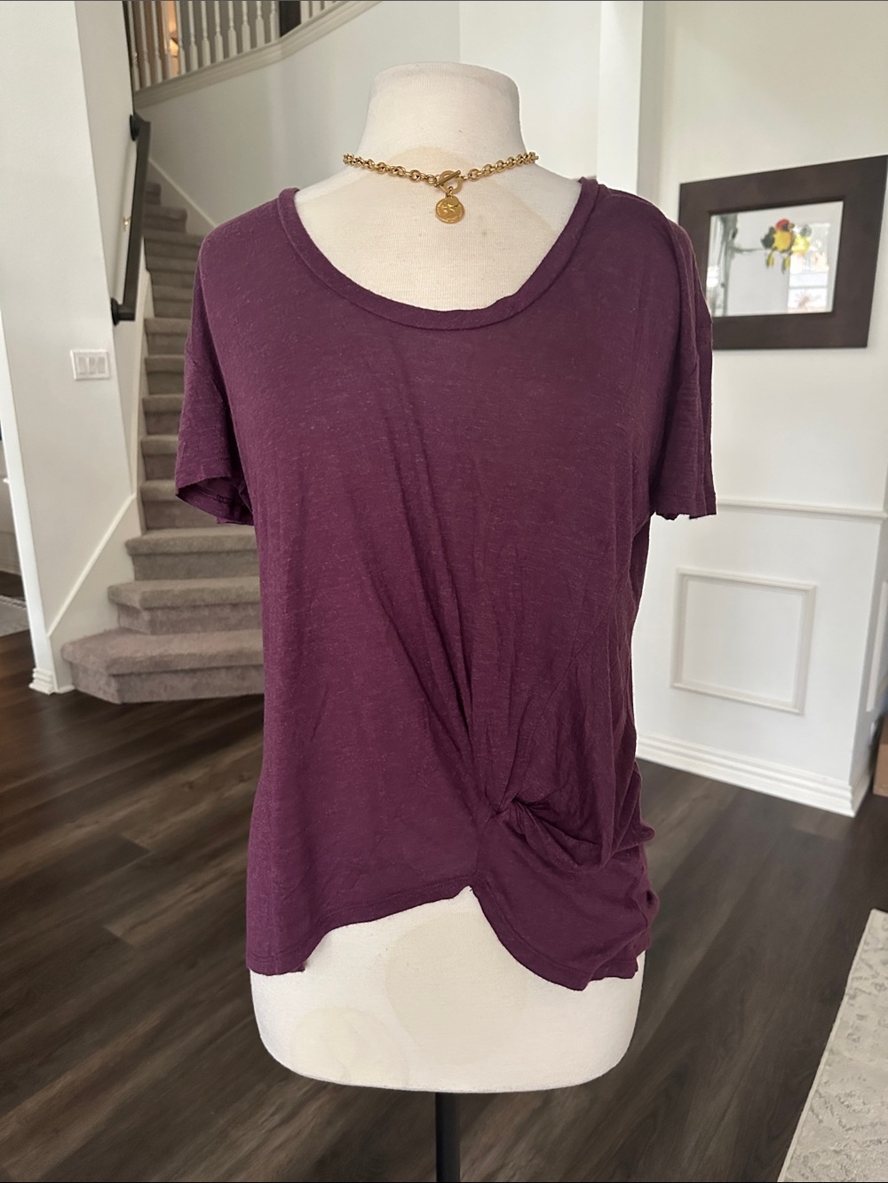 Halogen Plum Short Sleeve Twist Front Tee